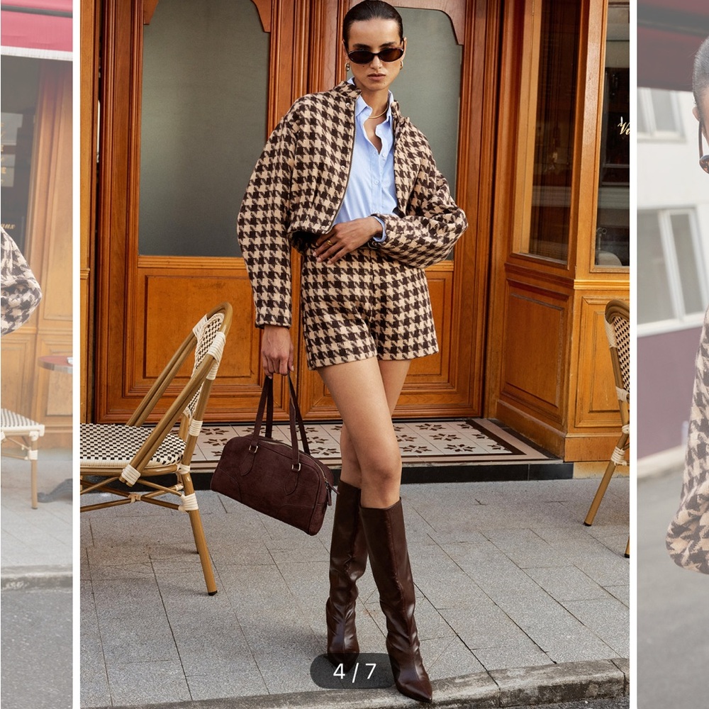 Chic Houndstooth Blazer and Shorts Set